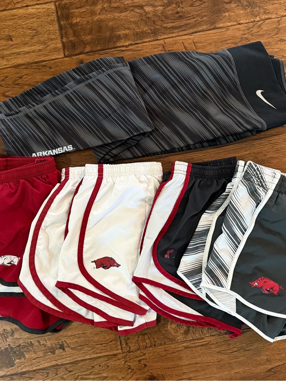 Arkansas Razorbacks Women’s Red, Black,and White Athletic Shorts & Leggings